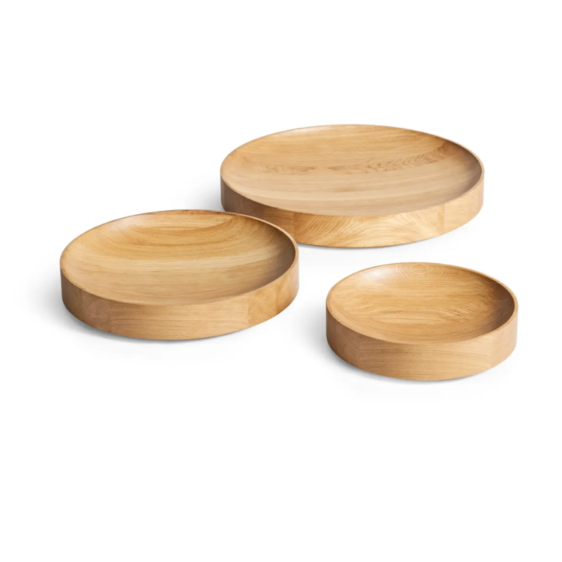 The Cusp Large Bowl from Blu Dot in white oak set of three sizes.