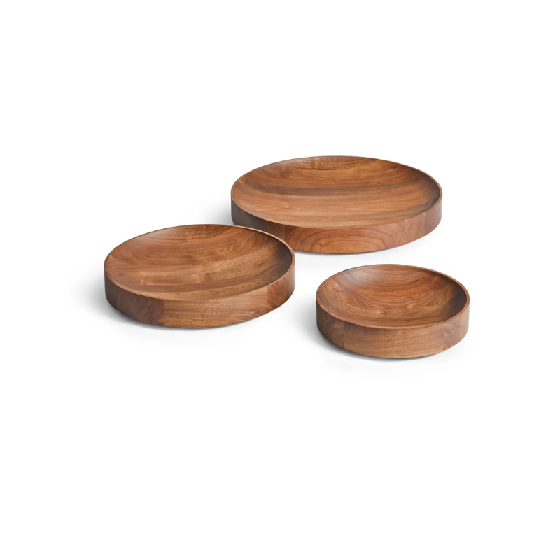 The Cusp Small Bowl from Blu Dot in walnut set of three.