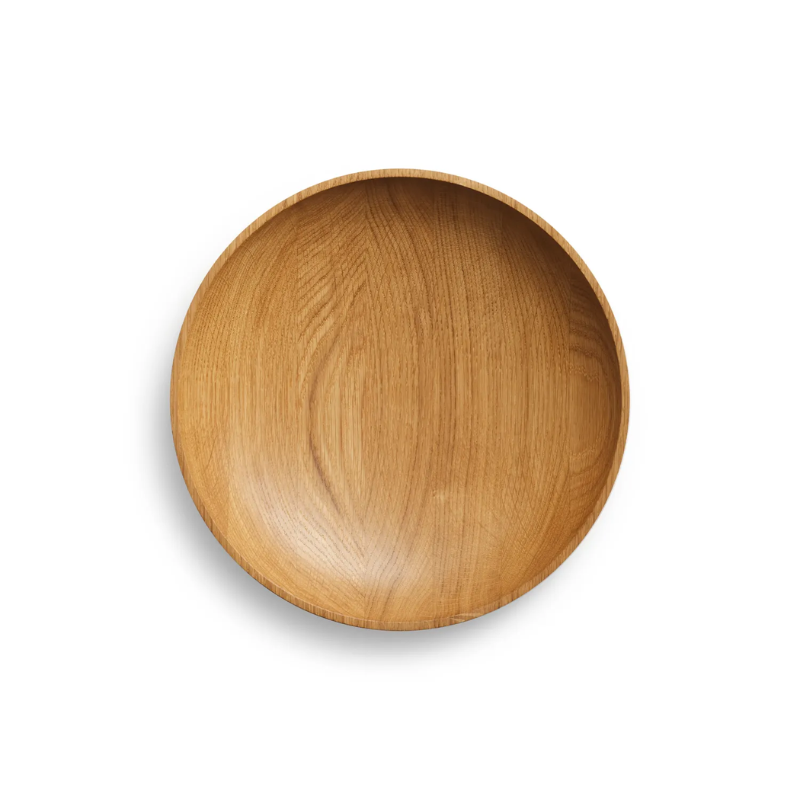 The Cusp Small Bowl from Blu Dot in white oak with a view from the top.
