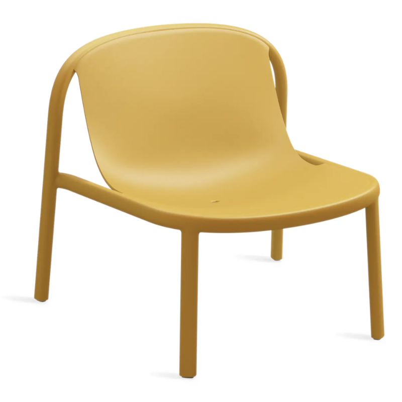 The Decade Lounge Chair from Blu Dot in mustard from a high angle.