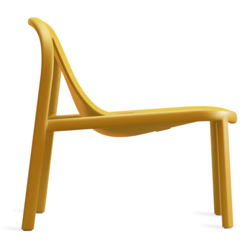 The Decade Lounge Chair from Blu Dot in mustard from the side.
