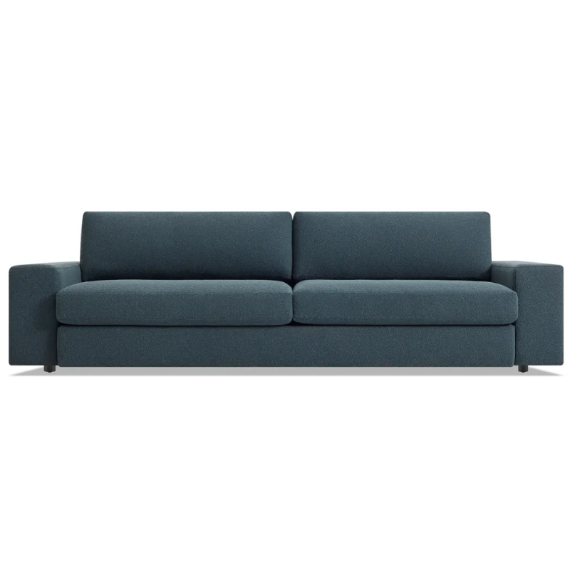 The 98 inch Esker Sofa from Blu Dot in Kelso blue.