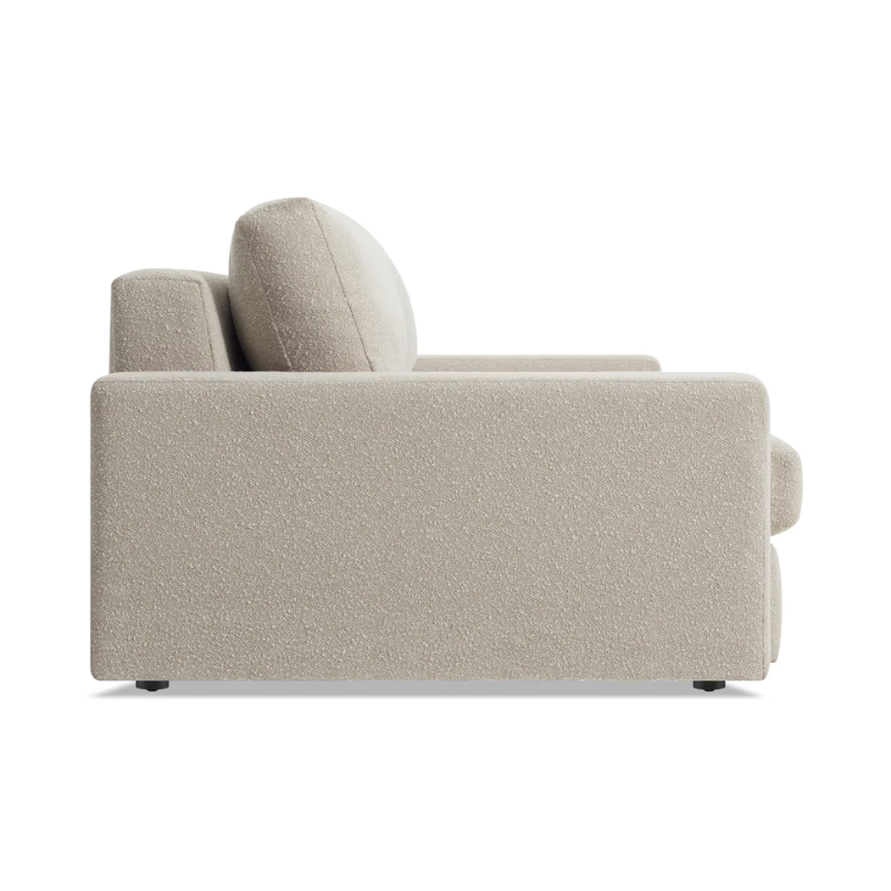 The 98 inch Esker Sofa from Blu Dot in Kelso sand from the side.