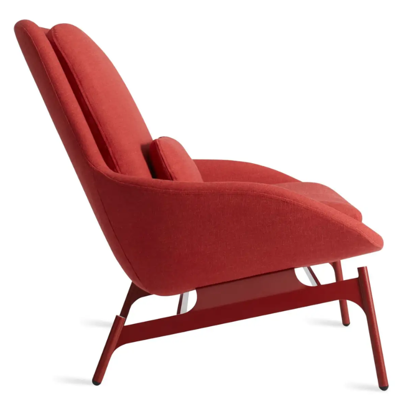 The Field Lounge Chair from Blu Dot in craig red from the side.