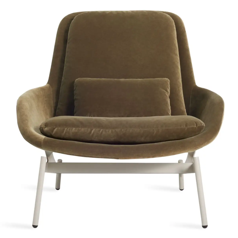 The Field Lounge Chair from Blu Dot in moss velvet.