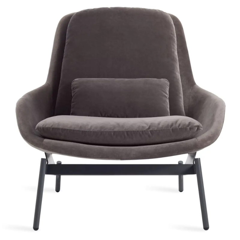 The Field Lounge Chair from Blu Dot in storm velvet.