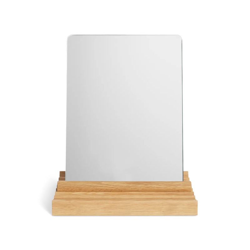 The Furrow Table Mirror from Blu Dot in white oak.