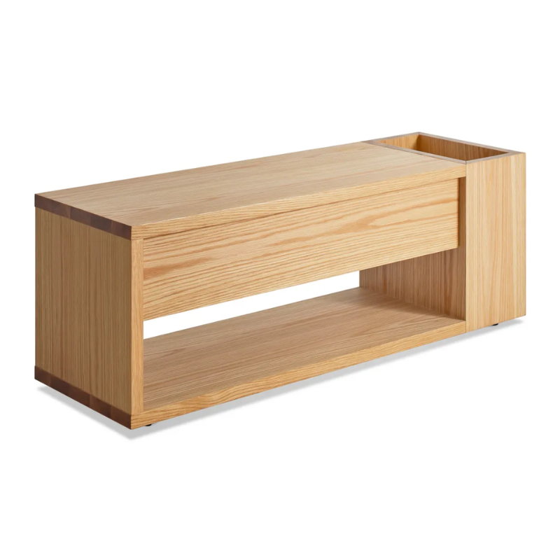 The Go Forth Bench from Blu Dot in white oak from a view of the top.