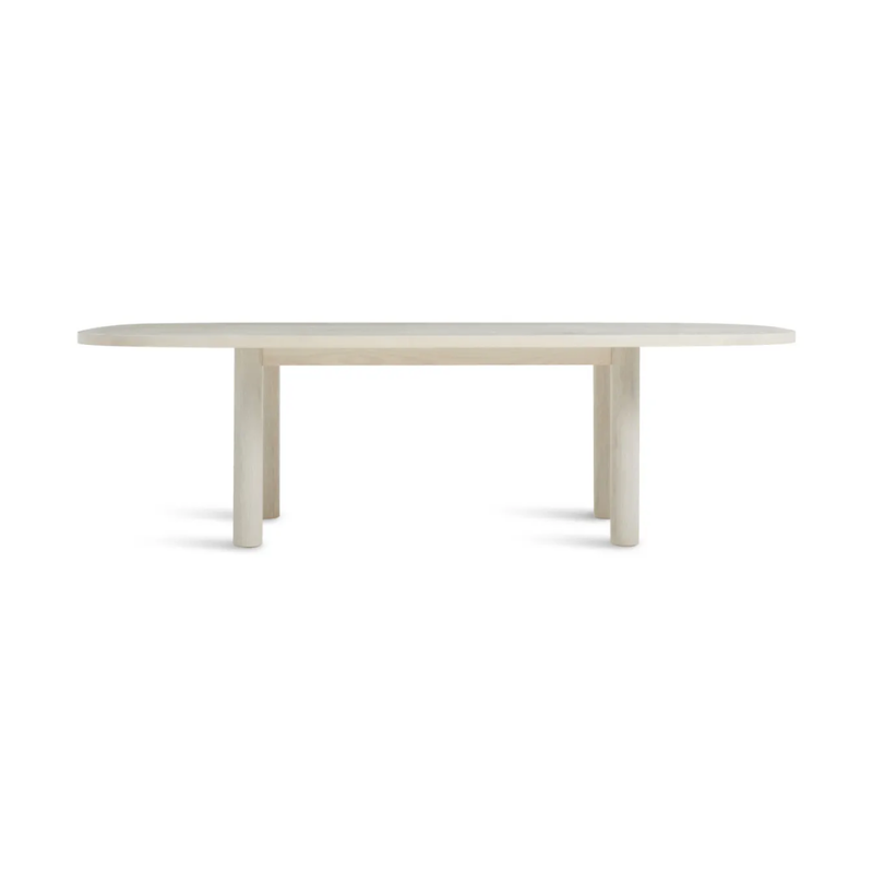 The 100 inch Good Times Dining Table from Blu Dot in whitewashed ash.
