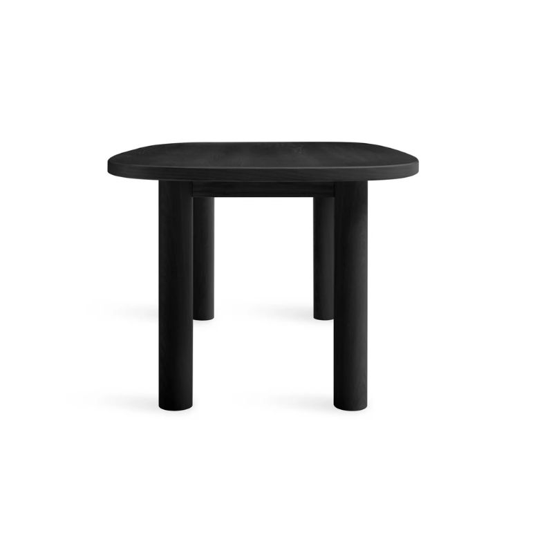 The 82 inch Good Times Dining Table from Blu Dot in black on ash from the side.