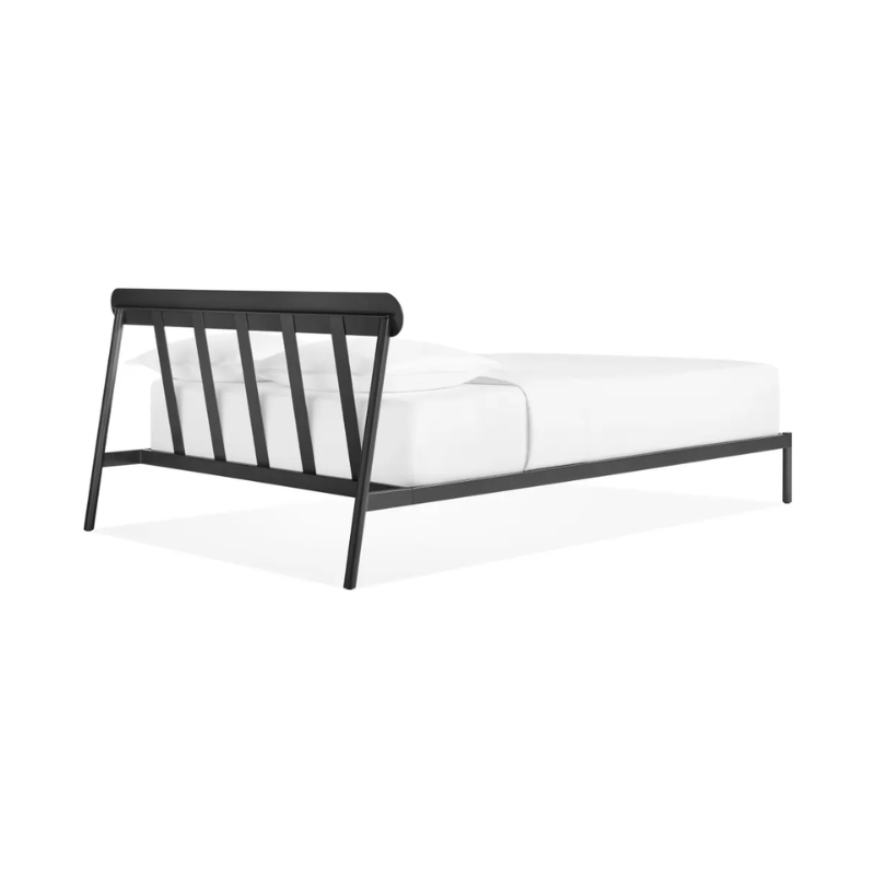 The full size Goodie Bed from Blu Dot from the back at an angle.