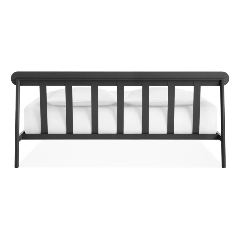 The king size Goodie Bed from Blu Dot from the back.