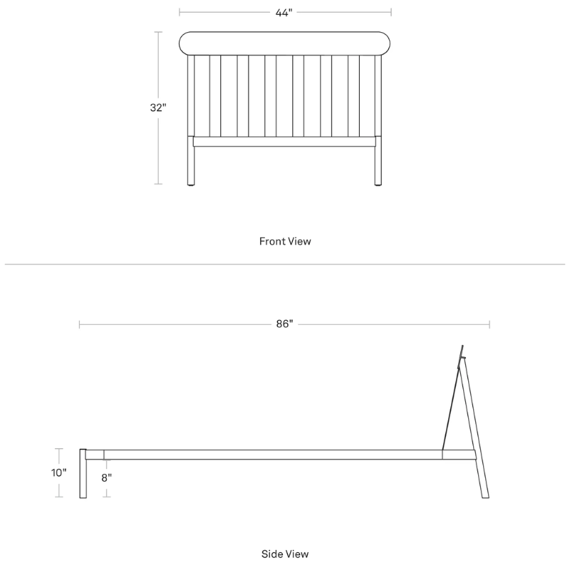 The dimensions of the twin size Goodie Bed from Blu Dot.