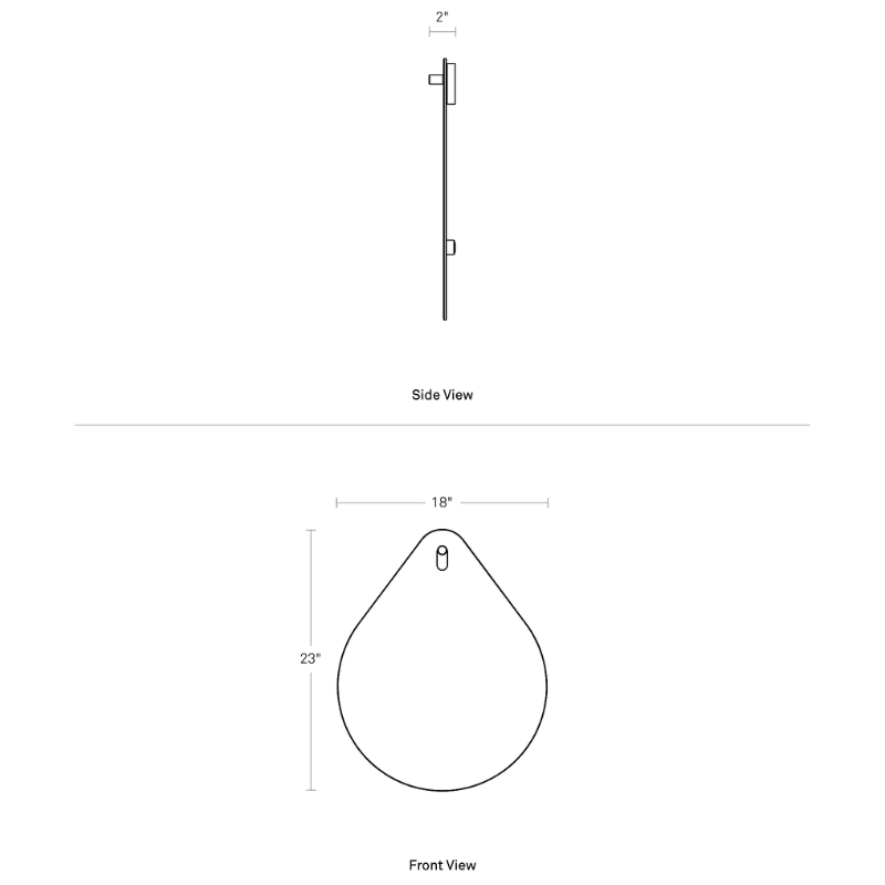The standard Hang 1 Drop Mirror from Blu Dot dimensions.