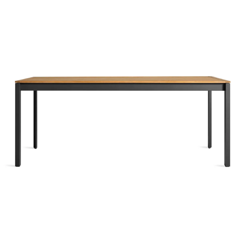The Hold Tight 76" Outdoor Dining Table from Blu Dot in carbon and teak.