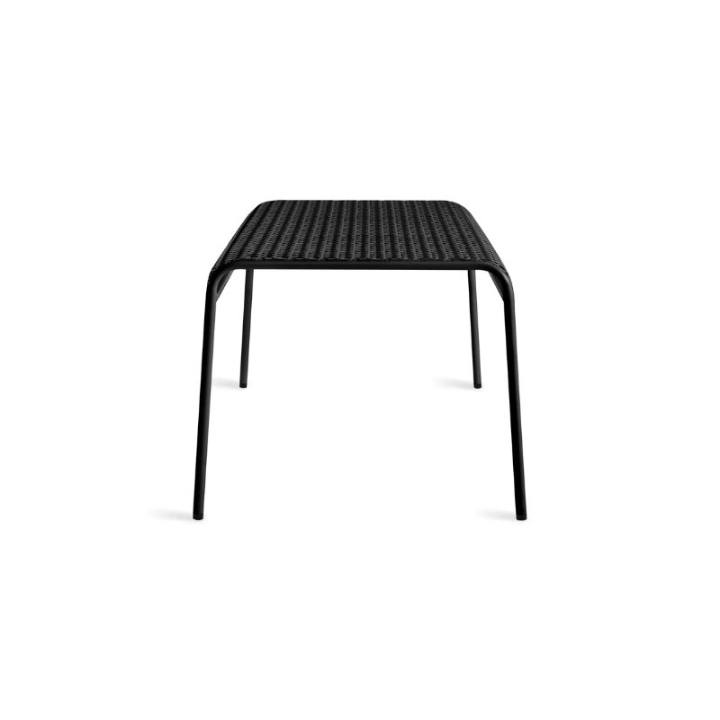 The Hot Mesh Bench from Blu Dot in black from the side.