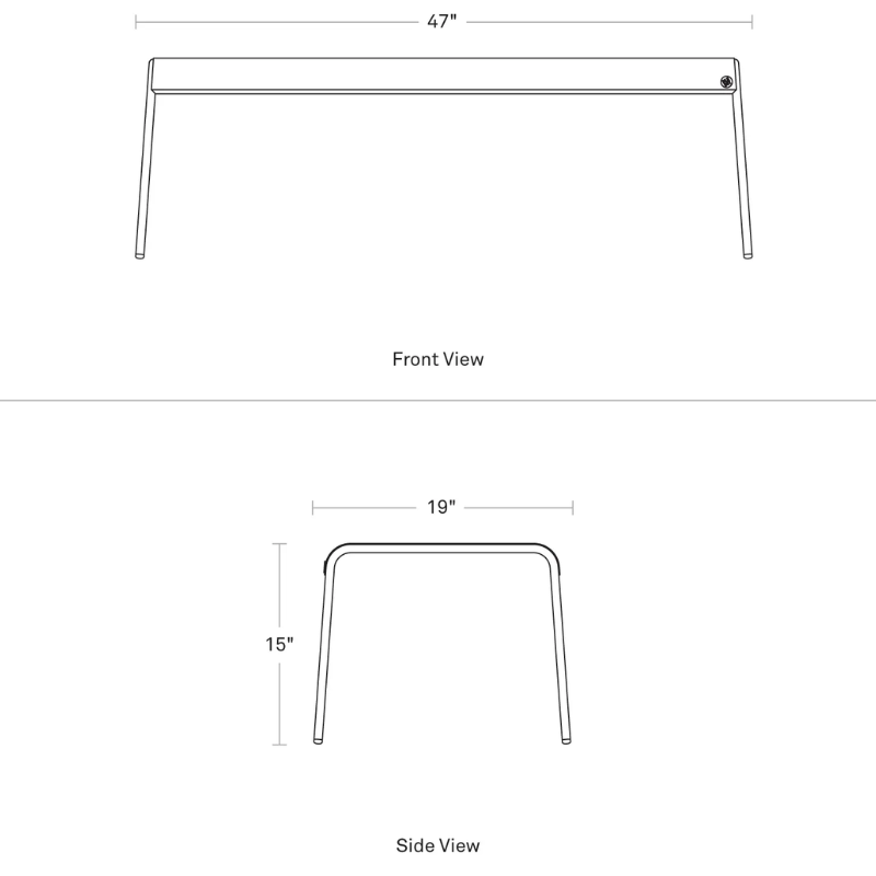 The Hot Mesh Bench from Blu Dot dimensions.