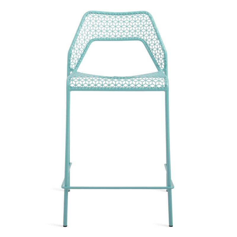 The Hot Mesh Counter Stool from Blu Dot in aqua.