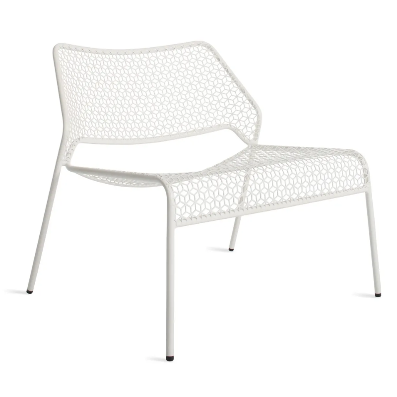 The Hot Mesh Lounge Chair from Blu Dot in off white from an angle.