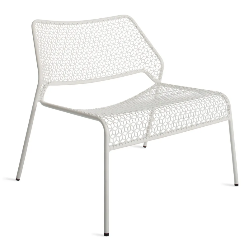 The Hot Mesh Lounge Chair from Blu Dot in off white from a high angle.