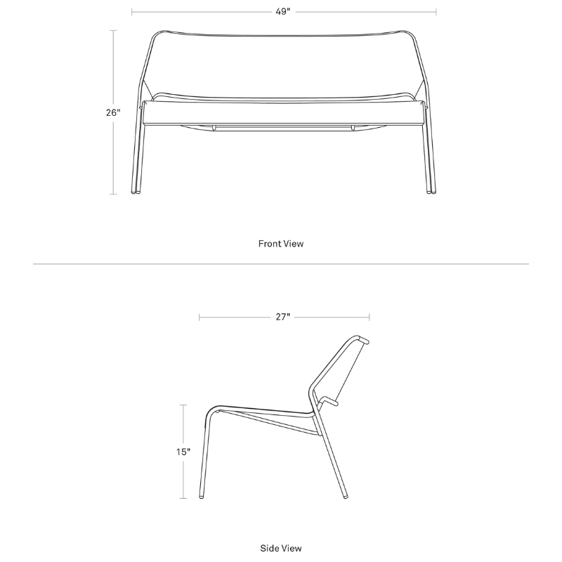 The Hot Mesh Settee from Blu Dot dimensions.