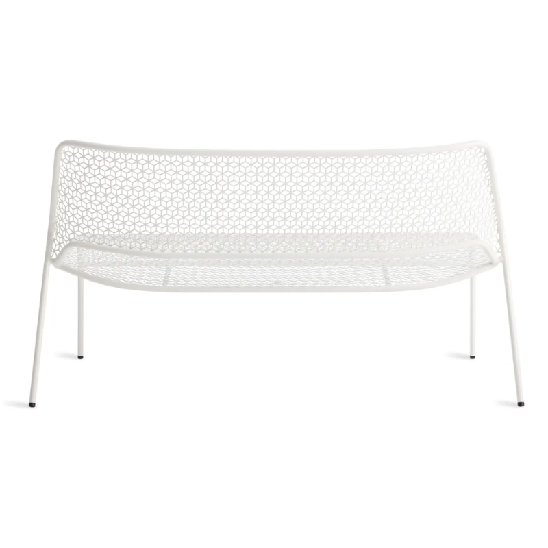 The Hot Mesh Settee from Blu Dot in white from the back.