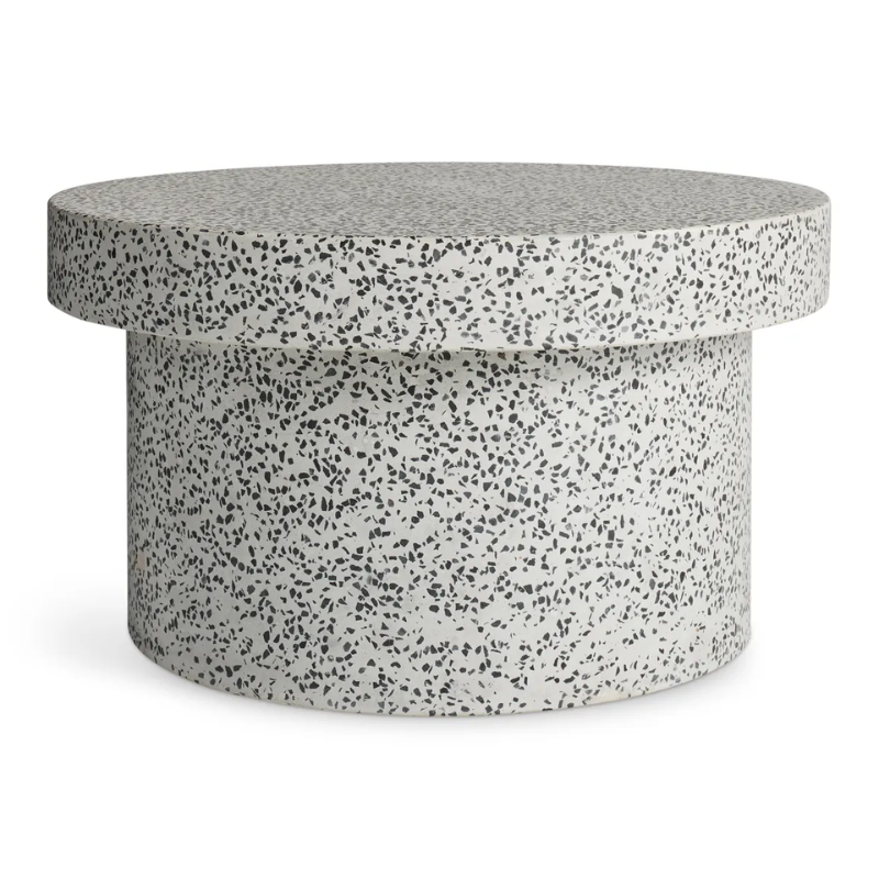 The Hunky Dory Coffee Table from Blu Dot in white terrazzo.