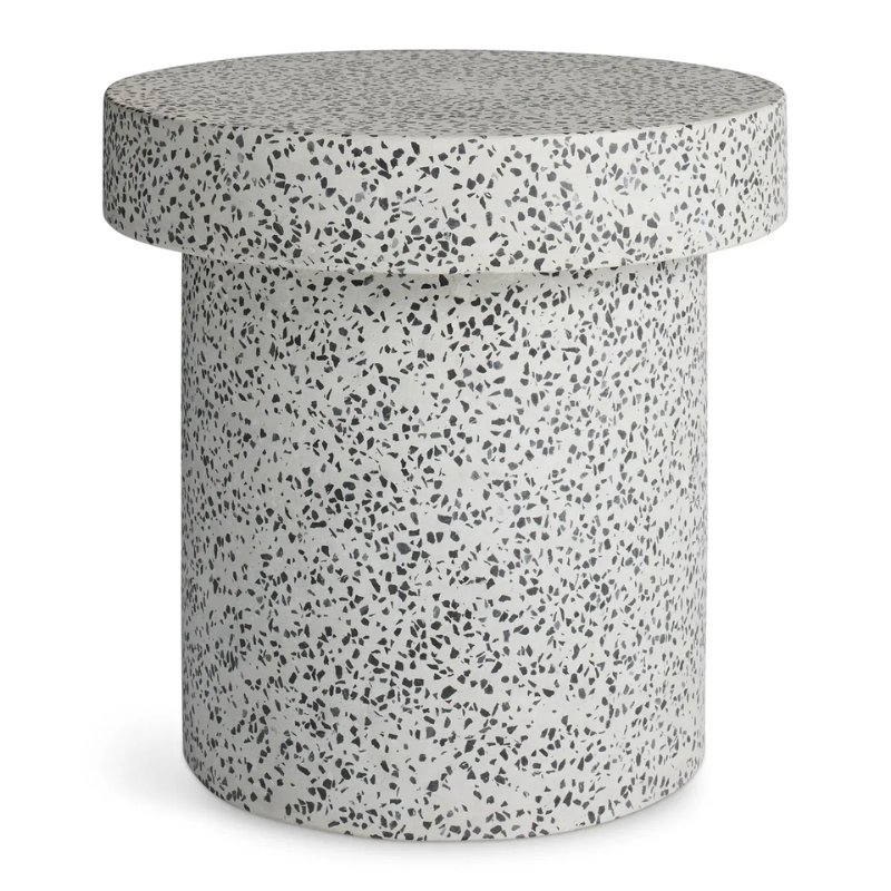 The Hunky Dory Side Table from Blu Dot in white terrazzo.