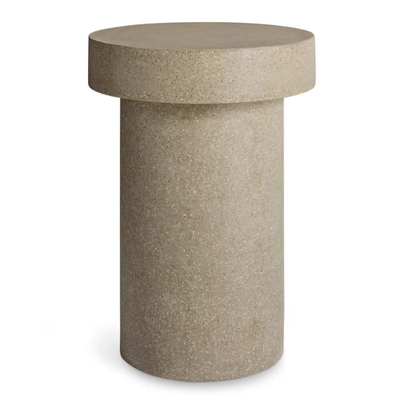 The Hunky Dory Tall Side Table from Blu Dot in mushroom terrazzo.