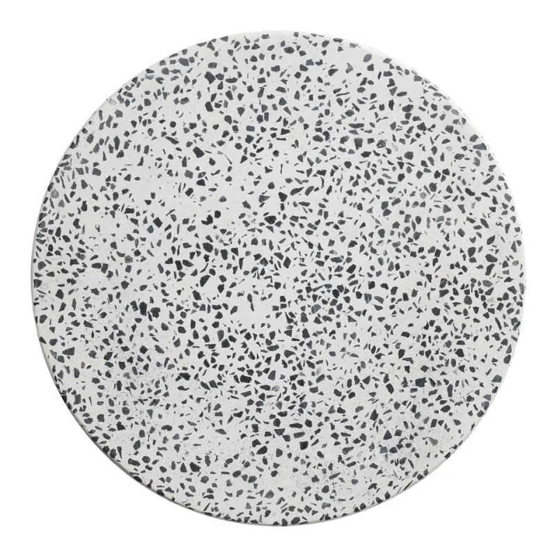 The Hunky Dory Tall Side Table from Blu Dot in white terrazzo table top.