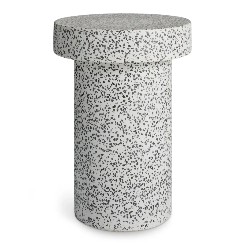 The Hunky Dory Tall Side Table from Blu Dot in white terrazzo.