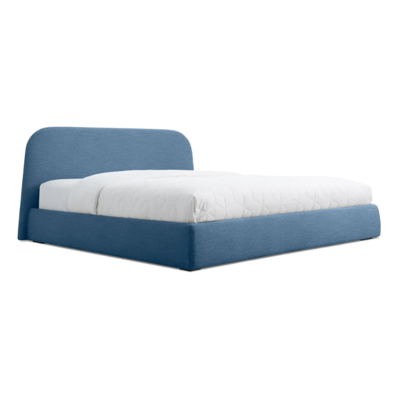 The king size Lid Bed from Blu Dot in vesper marine blue upholstery.