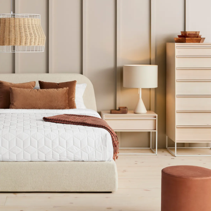 The Lid Bed from Blu Dot in a living space.