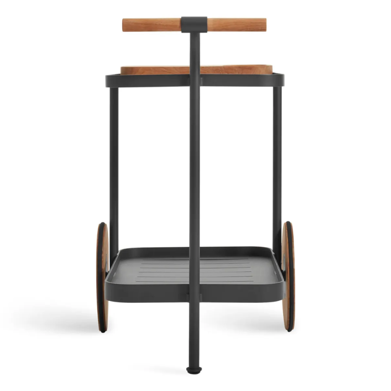 The Longday Bar Cart from Blu Dot in carbon from the back.