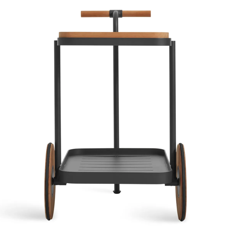 The Longday Bar Cart from Blu Dot in carbon from the side.