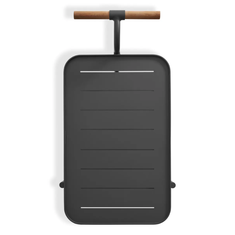 The Longday Bar Cart from Blu Dot in carbon from the top without the cutting board.