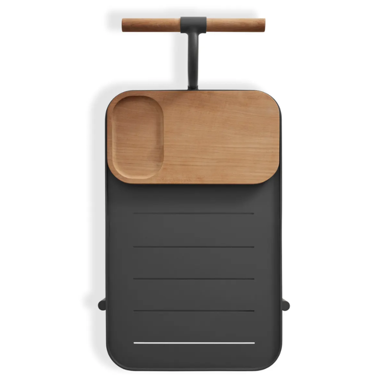 The Longday Bar Cart from Blu Dot in carbon from a top view.