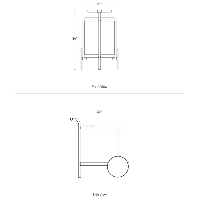 The Longday Bar Cart from Blu Dot dimensions.