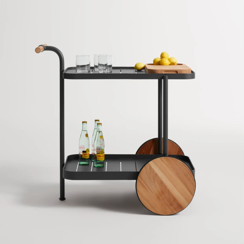 The Longday Bar Cart from Blu Dot in a studio.
