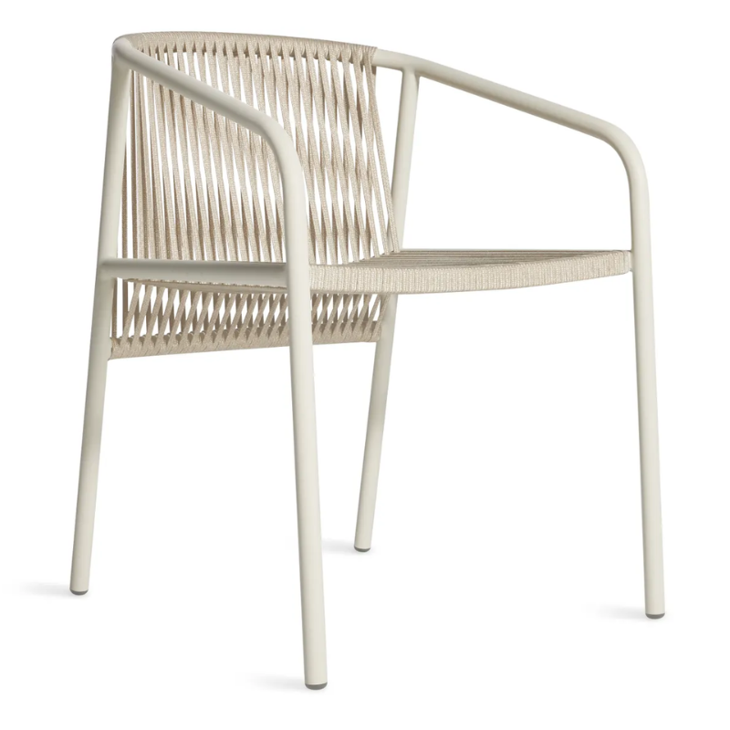 The Lookout Outdoor Chair from Blu Dot in white from an angle.