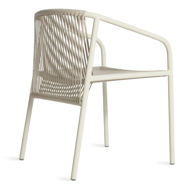 The Lookout Outdoor Chair from Blu Dot in white from the back at an angle.