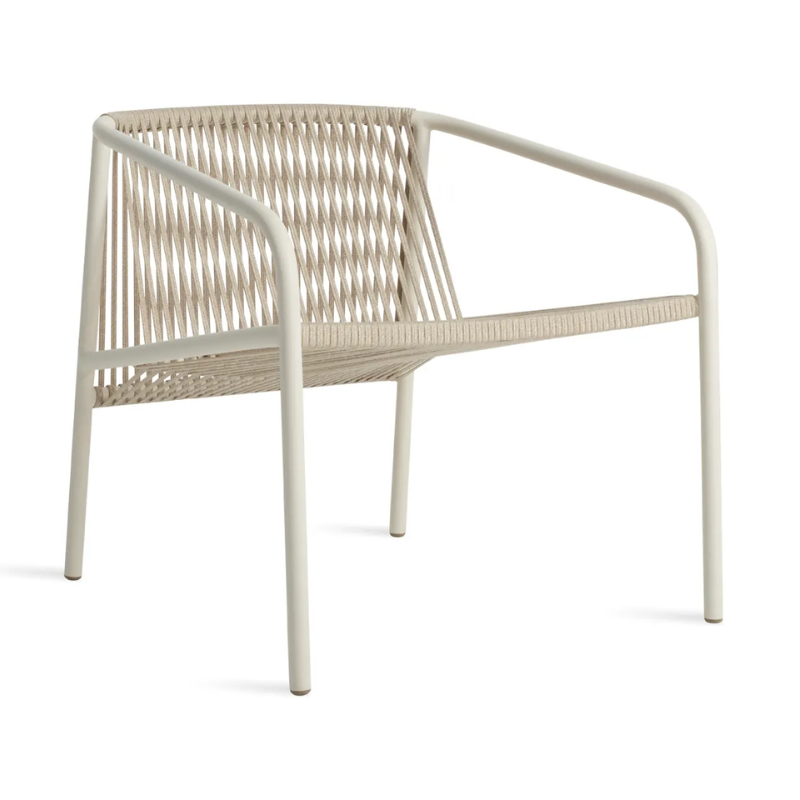 The Lookout Outdoor Lounge Chair from Blu Dot in white from an angle.