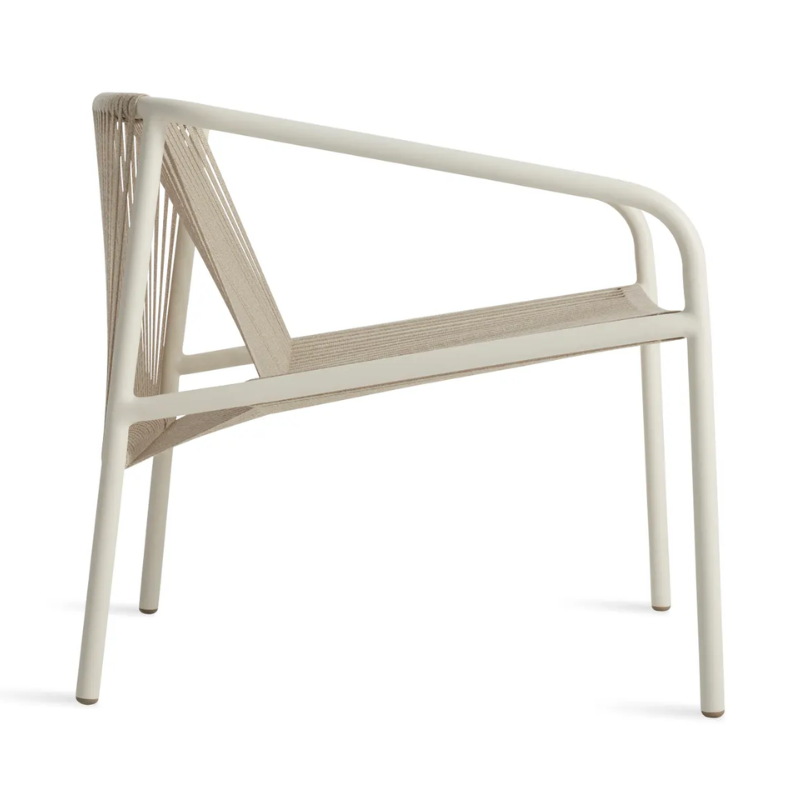 The Lookout Outdoor Lounge Chair from Blu Dot in white from the side.