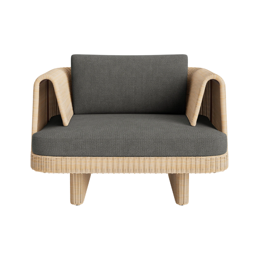 The toohey charcoal Loophole Outdoor Lounge Chair from Bludot.