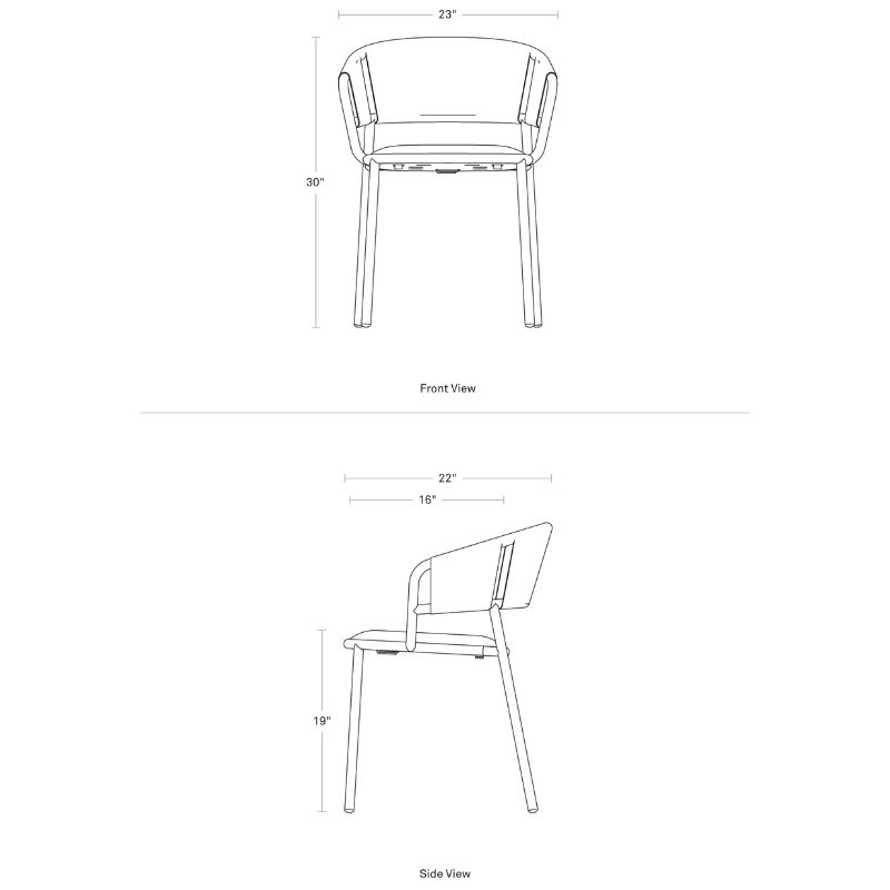 The Mate Outdoor Chair from Blu Dot dimensions.