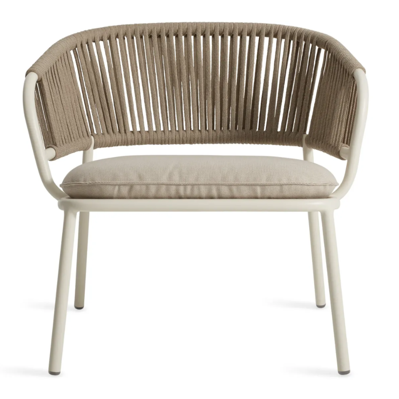 The Mate Outdoor Lounge Chair from Blu Dot with Sunbrella Linen upholstery.