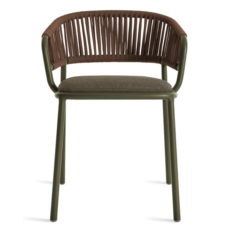 The Mate Outdoor Chair from Blu Dot with Toohey Olive upholstery.