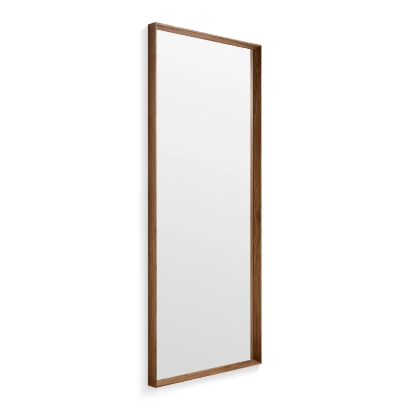 The Mode Large Mirror from Blu Dot in walnut from the side.