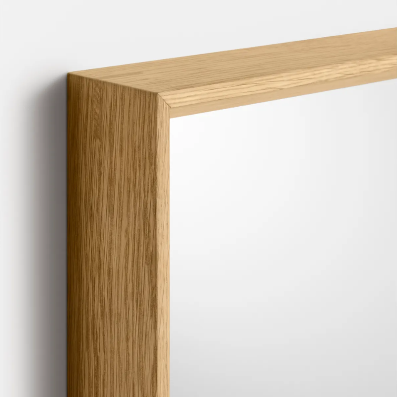 The Mode Large Mirror from Blu Dot in white oak close up.