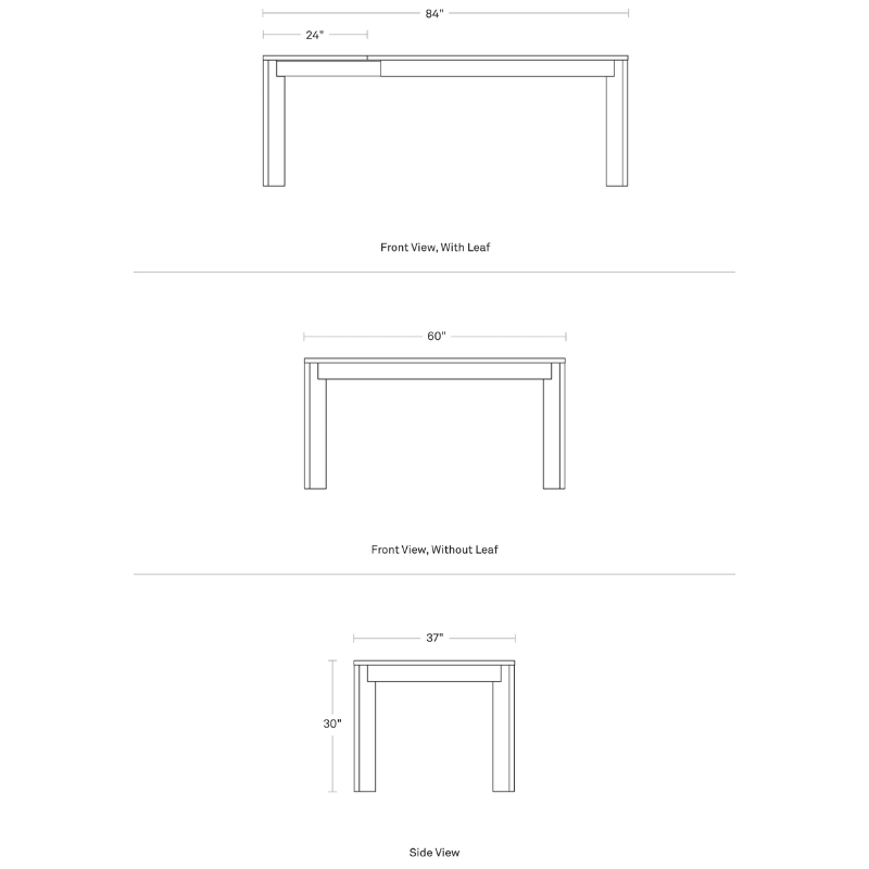 The 60 to 84 inch Moreover Extension Dining Table from Blu Dot dimensions. all-groups